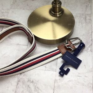 Tommy Hilfiger Men's Tricolor Belt - White, Red, Blue